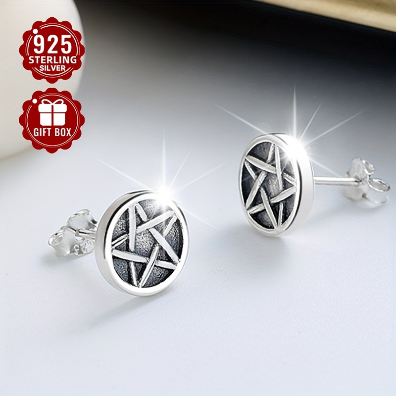 2PC 925 Silver Retro Star Studs